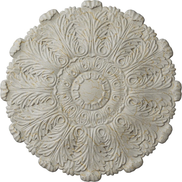 Ekena Millwork Durham Ceiling Medallion (Fits Canopies up to 4 1/4"), 31"OD x 1 1/2"P, Pot of Cream Crackle CM31DUPCC - main